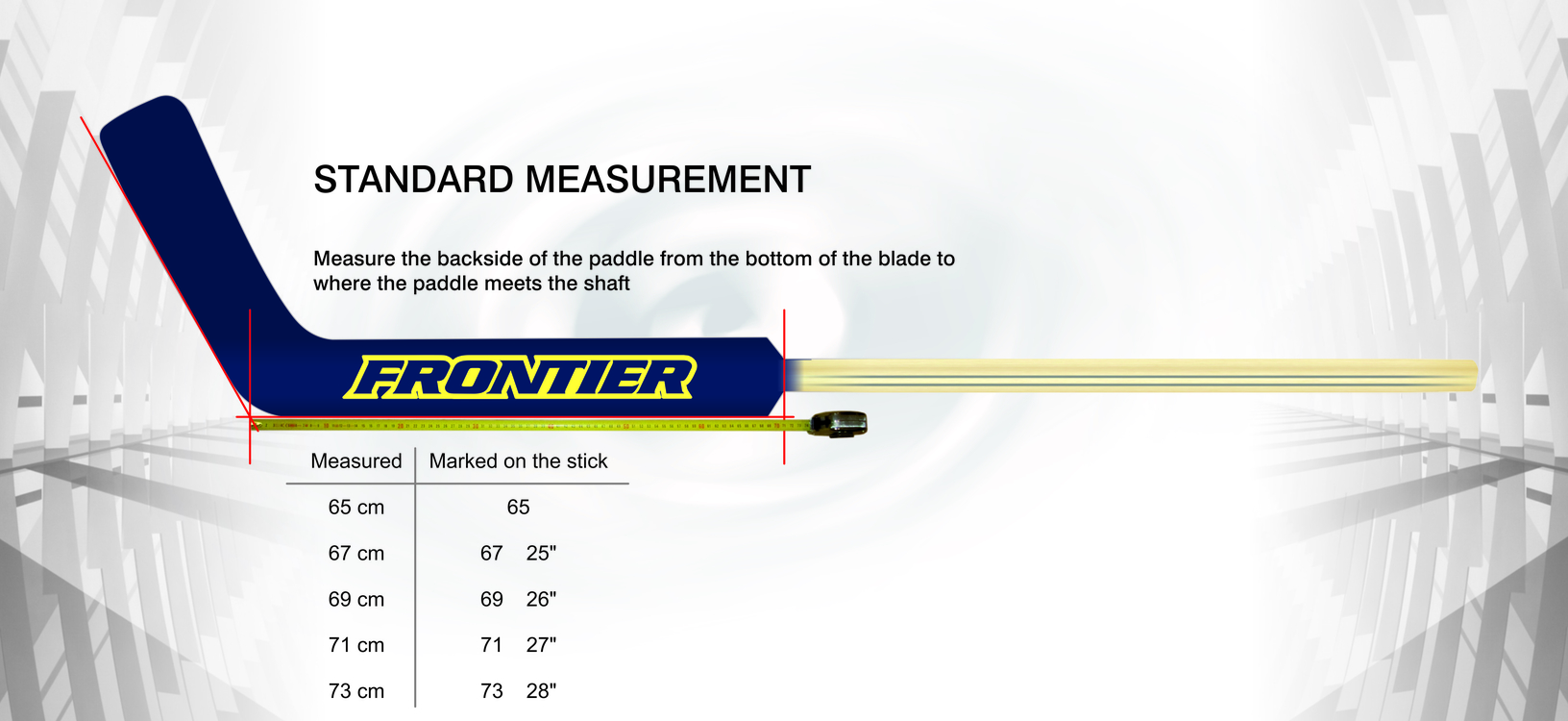 Goalie Stick Paddle Length Chart